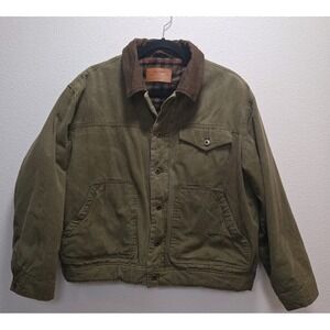 Line of Trade Waxed Ranch Jacket Bark Olive Flannel Lined Gorpcore Barn XL